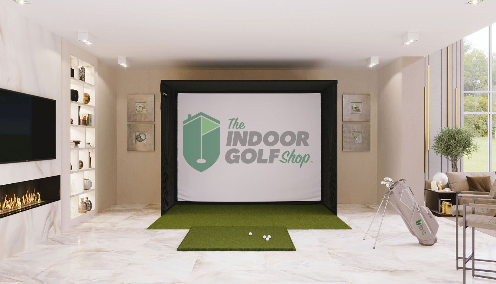 SIG10 golf simulator package with 5x5 golf mat