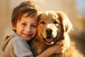 Golden retrievers and kid